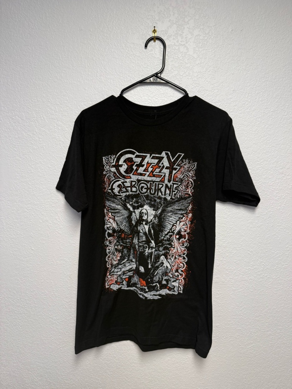 Ozzy Osbourne Graphic Band T Shirt Black Angel Wings Rock Tee Medium
